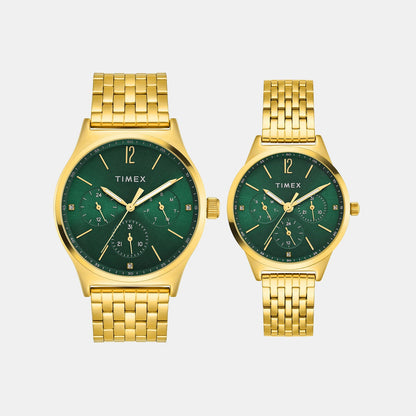 Timex Trendline Pair Quartz Dial Multi-Function Stainless Steel Watch Tw00Pr348