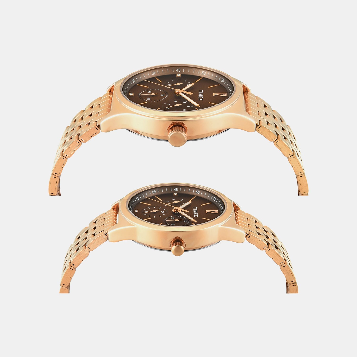 Timex Trendline Pair Quartz Dial Multi-Function Stainless Steel Watch Tw00Pr349