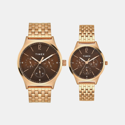 Timex Trendline Pair Quartz Dial Multi-Function Stainless Steel Watch Tw00Pr349