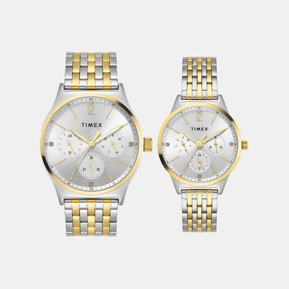 Timex Trendline Couple Quartz Dial Multi-Function Stainless Steel Watch Tw00Pr350