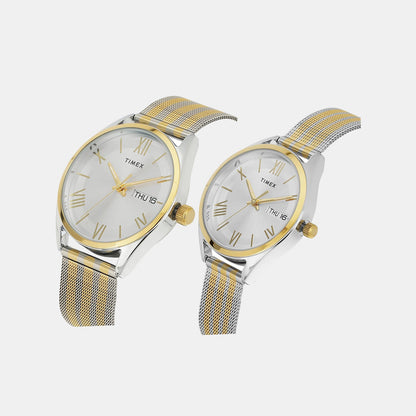 Timex Trendline Couple Quartz Dial Analog Stainless Steel Watch Tw00Pr352