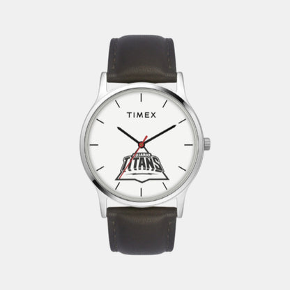 Timex Men Quartz White Dial Analog Leather Watch Tw00Zr563