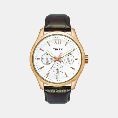 Timex Signio Men Quartz Dial Chronograph Leather Watch Tw0Tg7600