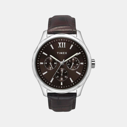 Timex Signio Men Quartz Dial Multi-Function Leather Watch Tw0Tg7633