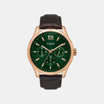 Timex Signio Men Quartz Dial Multi-Function Leather Watch Tw0Tg7634