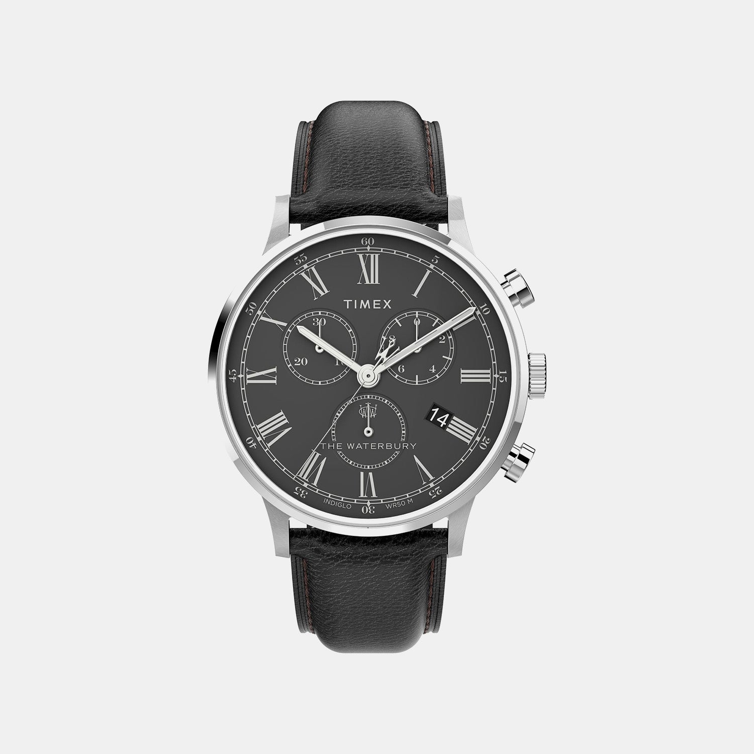 Timex Waterbury Classic Men Quartz Black Dial Analog Leather Watch Tw2U88300Uj