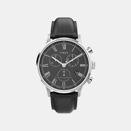 Timex Waterbury Classic Men Quartz Black Dial Analog Leather Watch Tw2U88300Uj