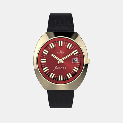 Timex Q Timex Men Quartz Burgundy Dial Analog Leather Watch Tw2V25400U9