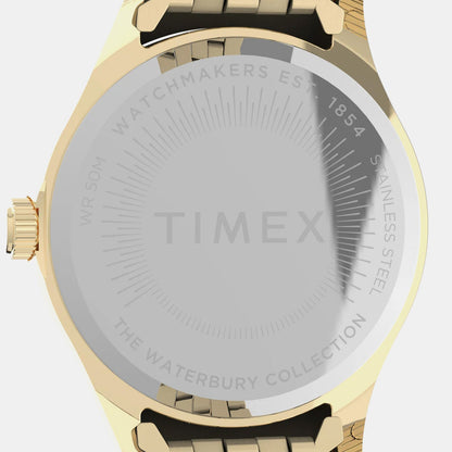 Timex Waterbury Women Quartz Orange Dial Analog Stainless Steel Watch Tw2V31800Uj