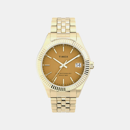 Timex Waterbury Women Quartz Orange Dial Analog Stainless Steel Watch Tw2V31800Uj