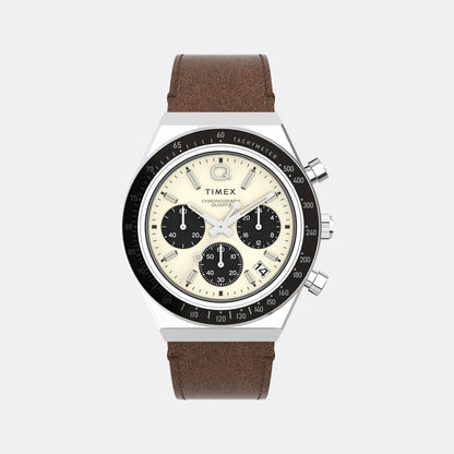 Timex Men Quartz Cream Dial Analog Leather Watch Tw2V42800U9