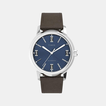 Timex Men Automatic Blue Dial Analog Leather Watch Tw2V44500U9