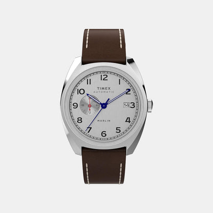 Timex Men Quartz Silver Dial Analog Leather Watch Tw2V62000U9