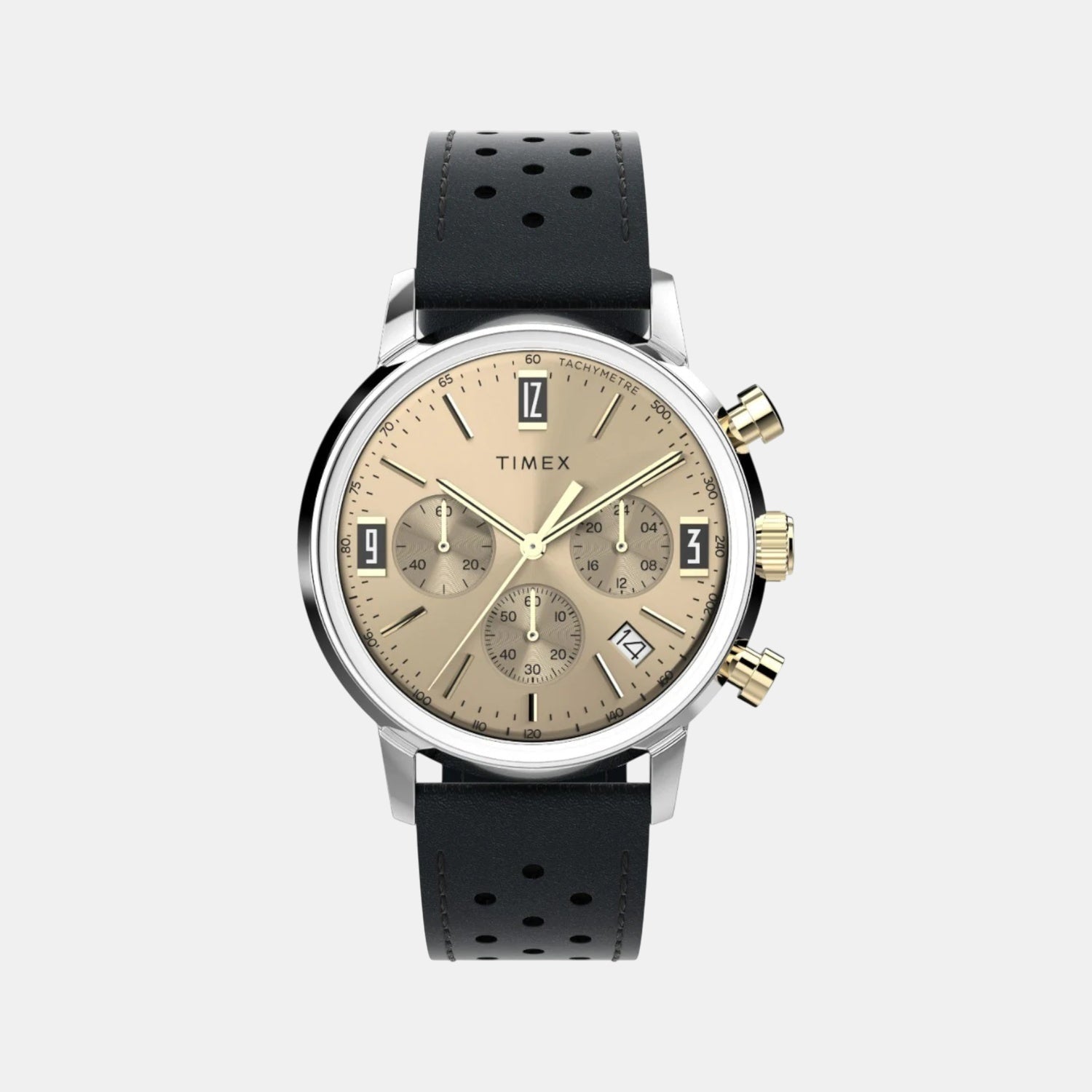 Timex Men Quartz Beige Dial Analog Leather Watch Tw2W10000Uj
