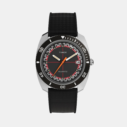 Timex Q Timex Men Quartz Black Dial Analog Rubber Watch Tw2W22400U9