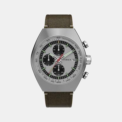 Timex Men Quartz Silver Dial Analog Leather Watch Tw2W50100Uj