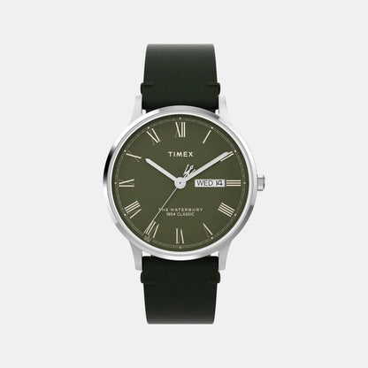 Timex Men Quartz Green Dial Analog Leather Watch Tw2W50500Uj