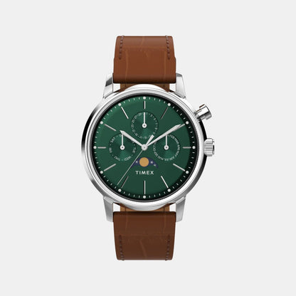 Timex Men Quartz Green Dial Analog Leather Watch Tw2W51000Uj