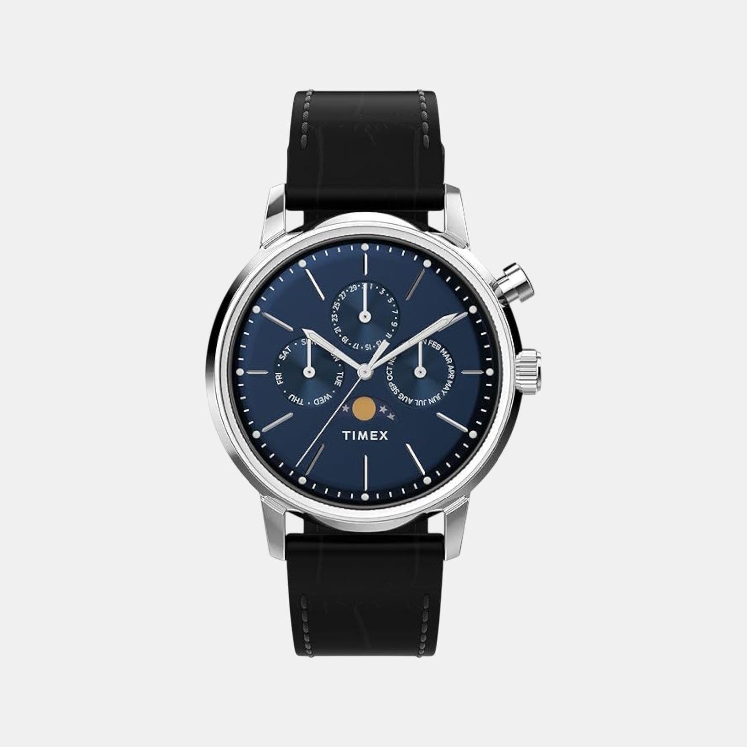 Timex Men Quartz Blue Dial Analog Leather Watch Tw2W51200Uj