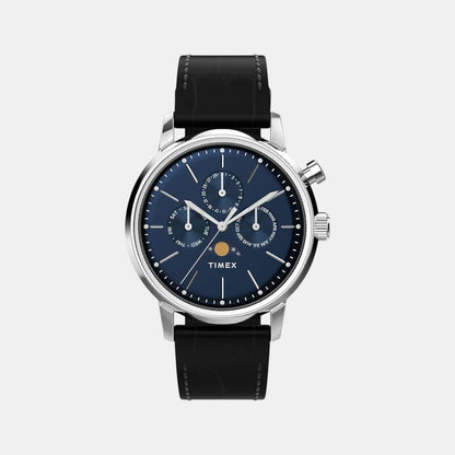 Timex Men Quartz Blue Dial Analog Leather Watch Tw2W51200Uj