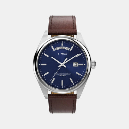 Timex Men Quartz Blue Dial Analog Leather Watch Tw2W57200Uj