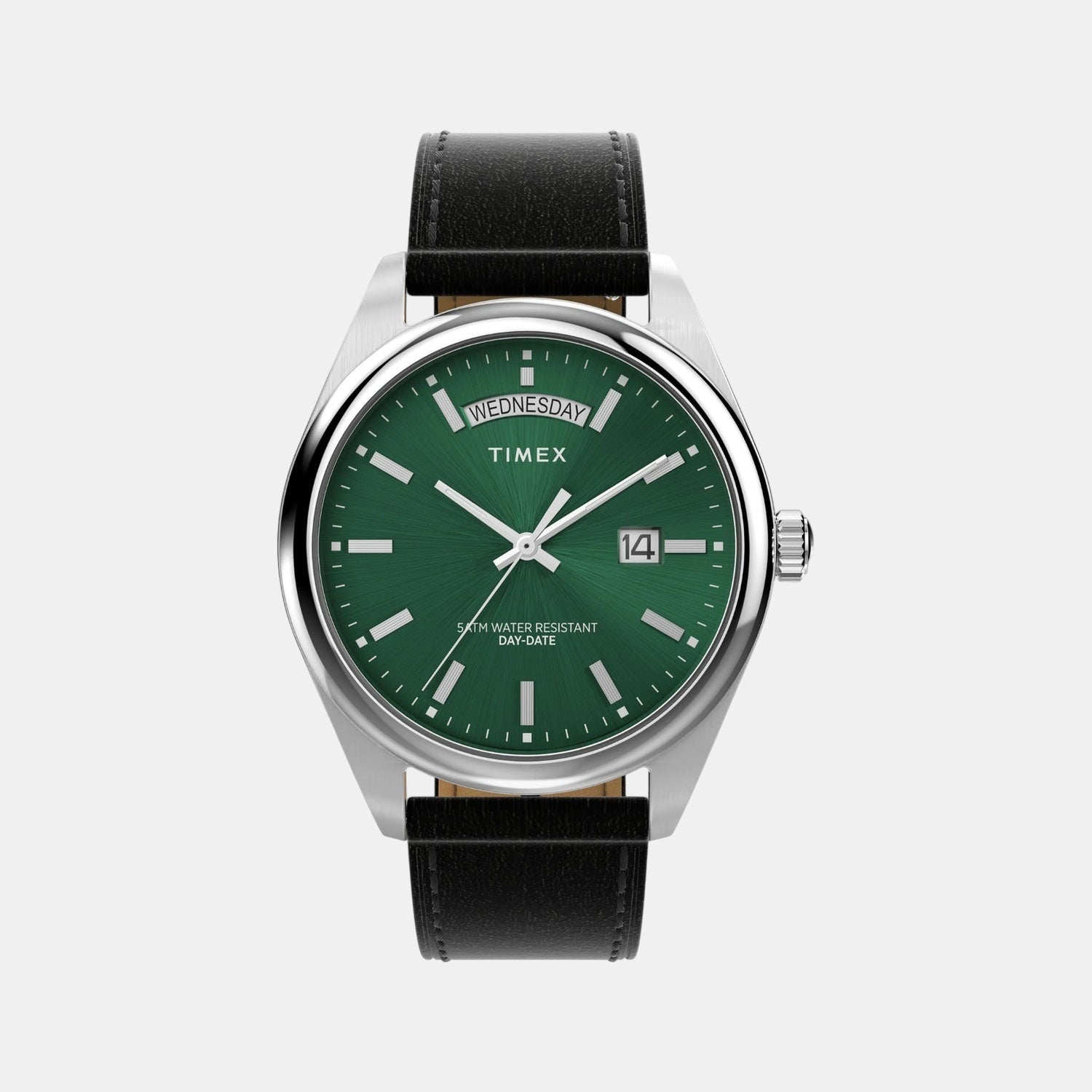 Timex Men Quartz Green Dial Analog Leather Watch Tw2W57300Uj