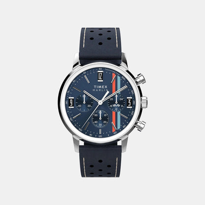 Timex Men Quartz Blue Dial Chronograph Leather Watch Tw2W99000Uj
