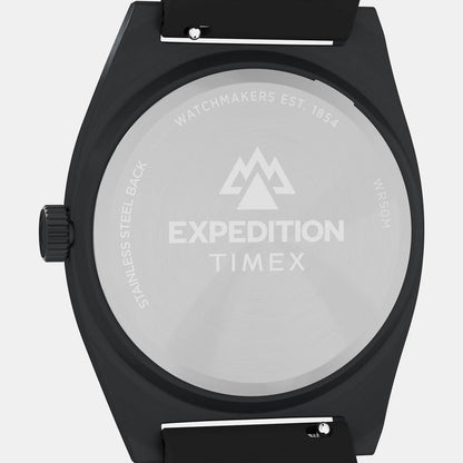 Timex Expedition Men Quartz Black Dial Analog Silicone Watch Tw2Y18100Uj