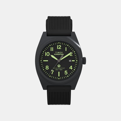 Timex Expedition Men Quartz Black Dial Analog Silicone Watch Tw2Y18100Uj