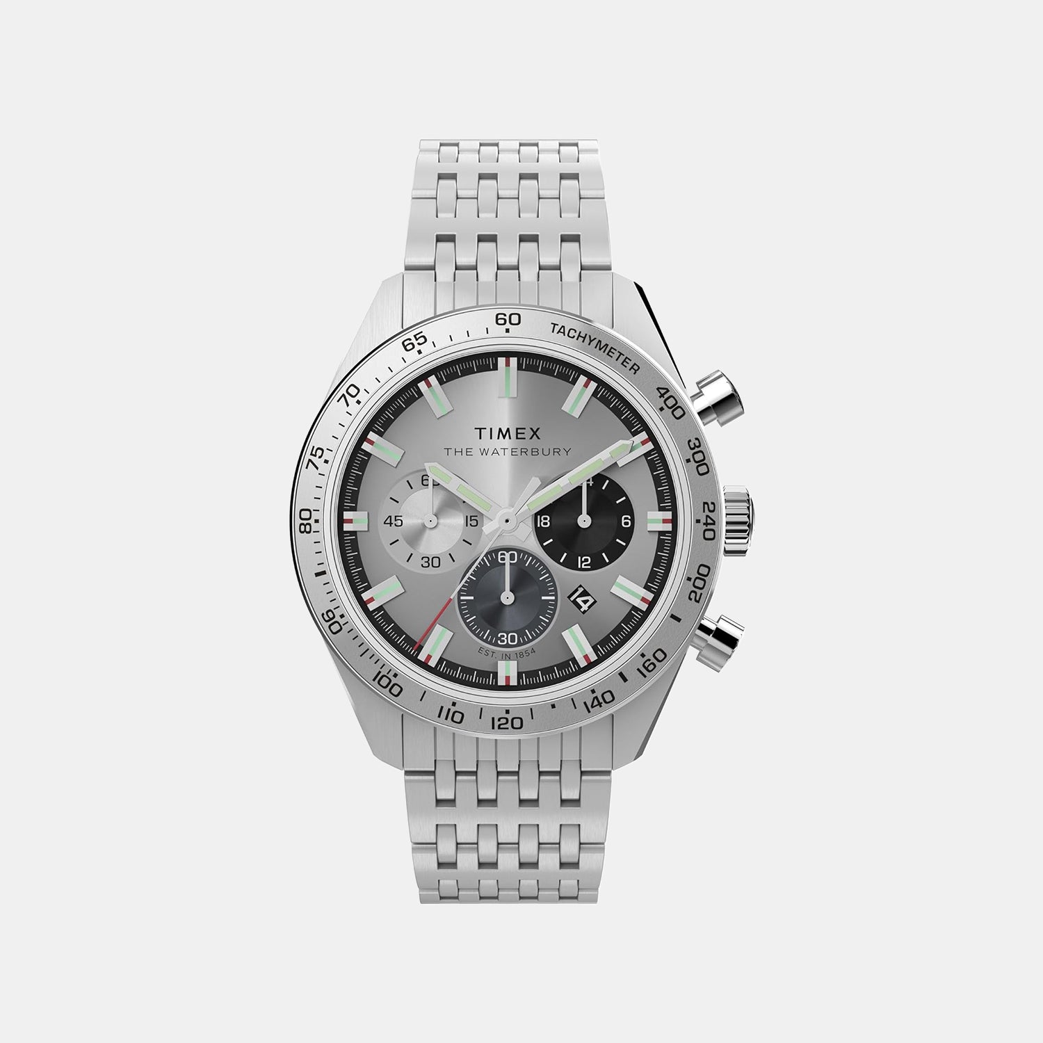 Timex Men Quartz Silver Dial Chronograph Stainless Steel Watch Tw2Y18700Uj