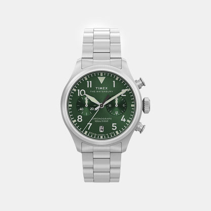 Timex Men Quartz Green Dial Chronograph Steel Watch Tw2Y19100Ik