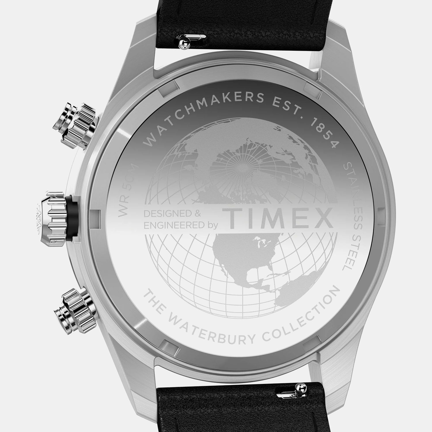 Timex Waterbury Heritage Men Quartz Silver Dial Chronograph Leather Watch Tw2Y19300Ik