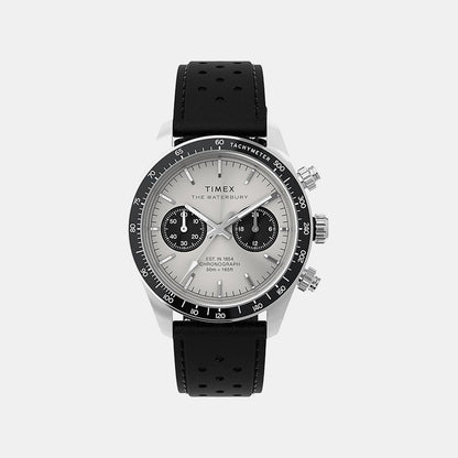 Timex Waterbury Heritage Men Quartz Silver Dial Chronograph Leather Watch Tw2Y19300Ik