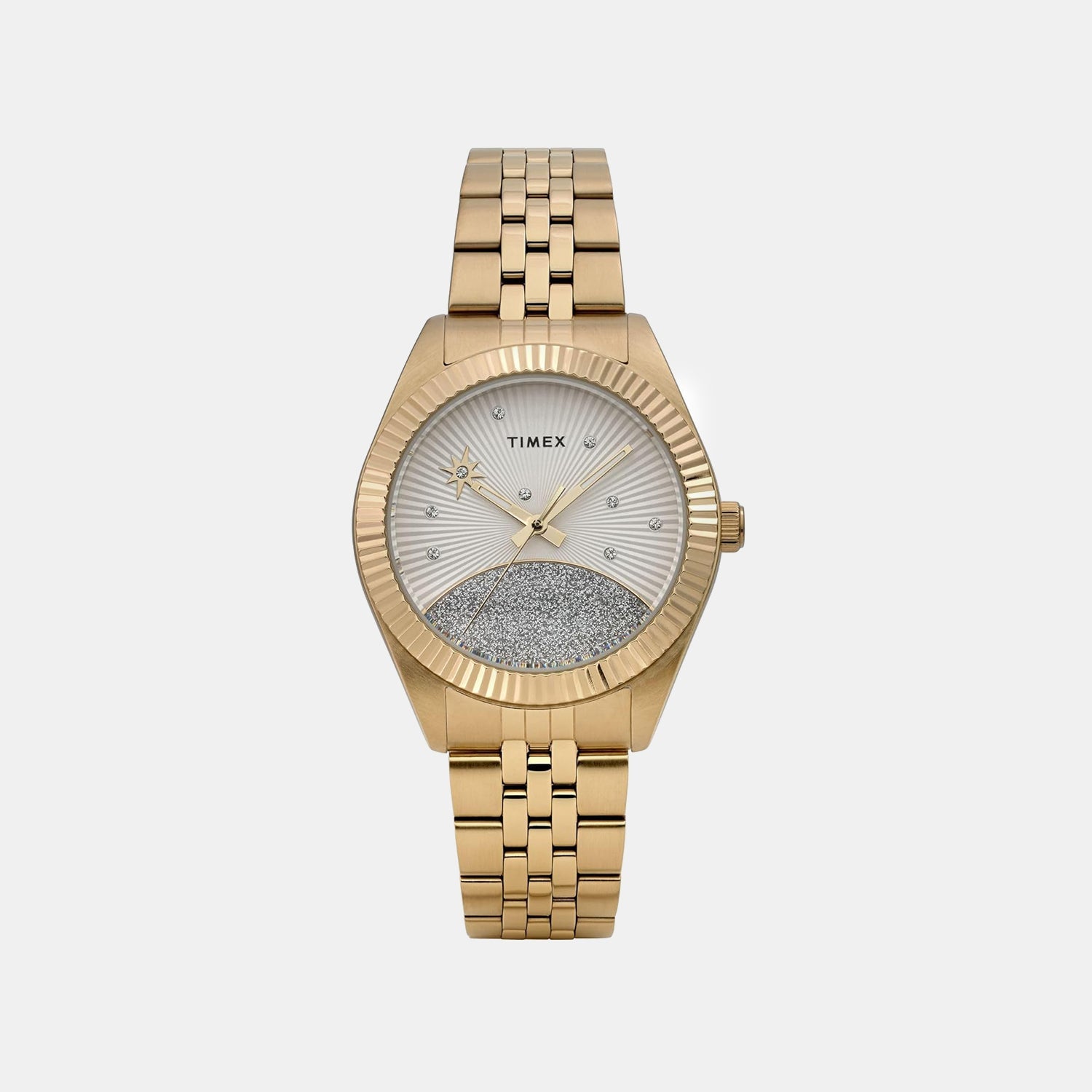 Timex Women Quartz White Dial Analog Stainless Steel Watch Tw2Y20300Ik
