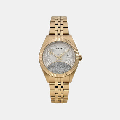 Timex Women Quartz White Dial Analog Stainless Steel Watch Tw2Y20300Ik