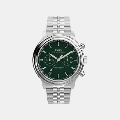 Timex Waterbury Metropolitan Men Quartz Green Dial Chronograph Stainless Steel Watch Tw2Y23600Uj