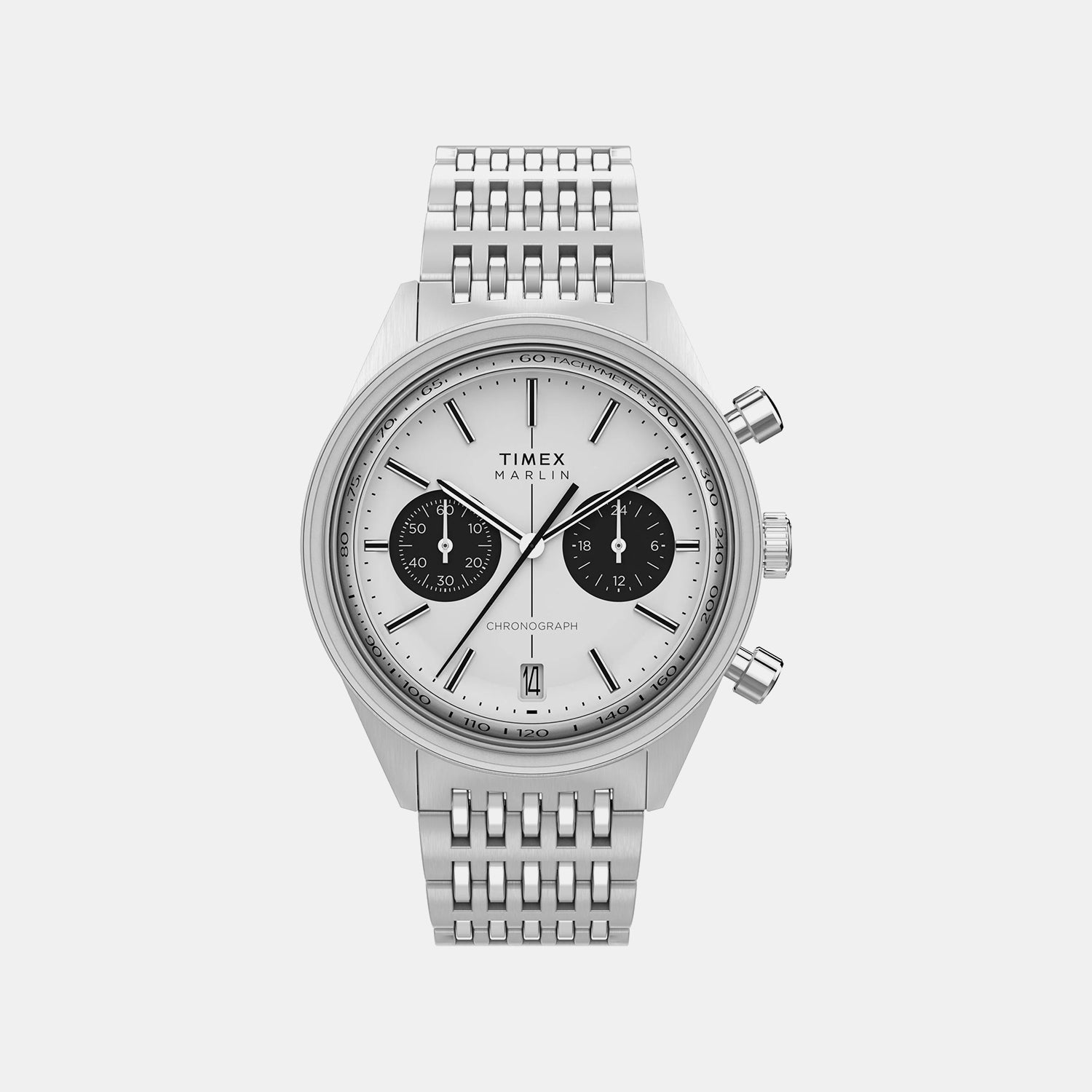 Timex Marlin Men Quartz Silver Dial Chronograph Stainless Steel Watch Tw2Y24600Uj