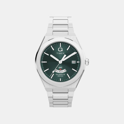 Timex Q Timex Men Quartz Green Dial Analog Stainless Steel Watch Tw2Y24800Uj