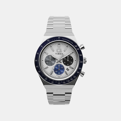 Timex Q Sport Men Quartz White Dial Chronograph Stainless Steel Watch Tw2Y36200Ik