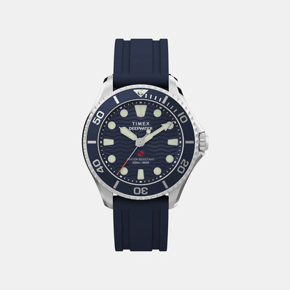 Timex Unisex Quartz Blue Dial Analog Rubber Watch Tw2Y40300Uj