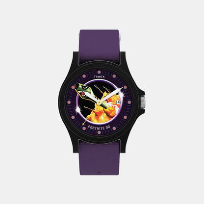 Timex X Fortnite Acadia Men Quartz Purple Dial Analog Fabric Watch Tw2Y46300X6