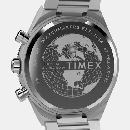 Timex Q Timex Men Quartz Silver Dial Chronograph Stainless Steel Watch Tw2Y55800Ik