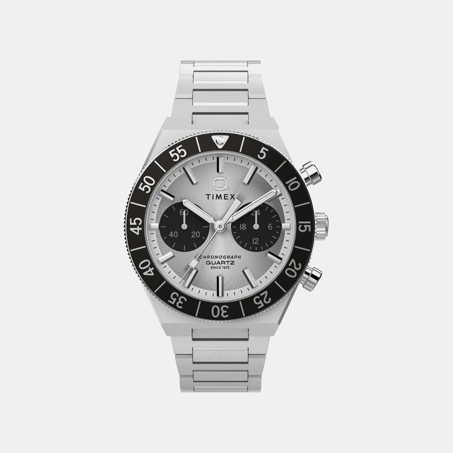 Timex Q Timex Men Quartz Silver Dial Chronograph Stainless Steel Watch Tw2Y55800Ik