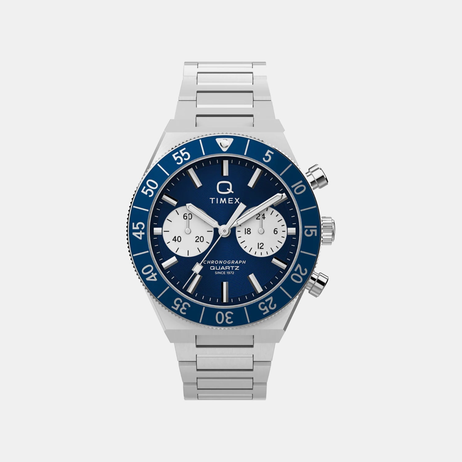 Timex Q Timex Men Quartz Blue Dial Chronograph Stainless Steel Watch Tw2Y55900Ik