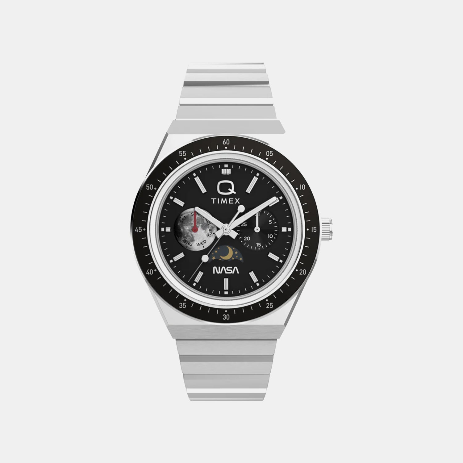 Timex Q Timex Men Quartz Black Dial Multi-Function Stainless Steel Watch Tw2Y56700Uj