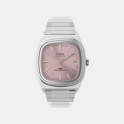 Timex Unisex Automatic Pink Dial Analog Stainless Steel Watch Tw2Y66800Ik