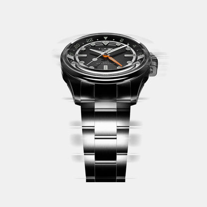Timex Atelier Gmt24 M1A Men Automatic Black Dial Analog Stainless Steel Watch Tw2Y723004A