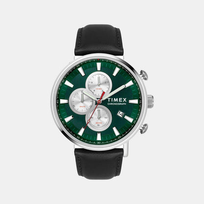 Timex Men Quartz Green Dial Analog Leather Watch Tweg20023-Ex