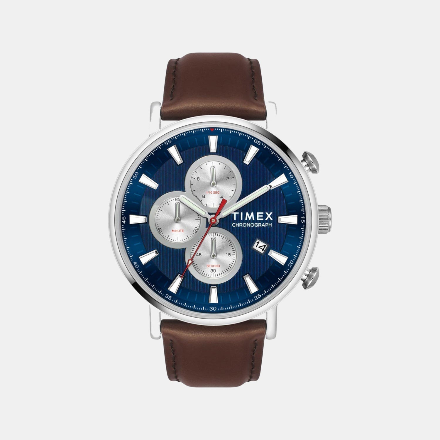 Timex Men Quartz Blue Dial Analog Leather Watch Tweg20024-Ex