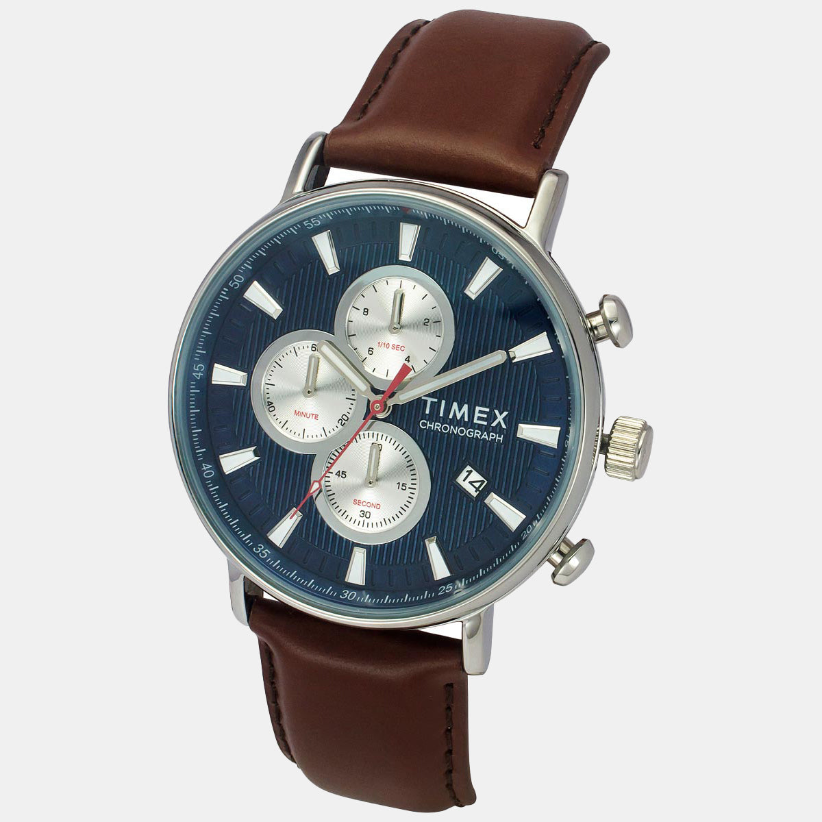 Timex Men Quartz Blue Dial Analog Leather Watch Tweg20024-Ex